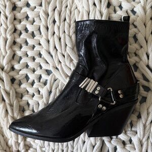 ASOS Black Ankle Cowboy Boots with Silver Accents